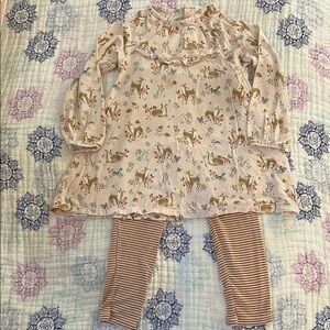Angel Dear Kids Matching Set with Animal Print and Striped Pants size 3